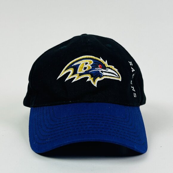 NFL Baltimore Ravens Team Apparel Mens Black & Purple Adjustable Ball Cap Hat - Picture 1 of 7